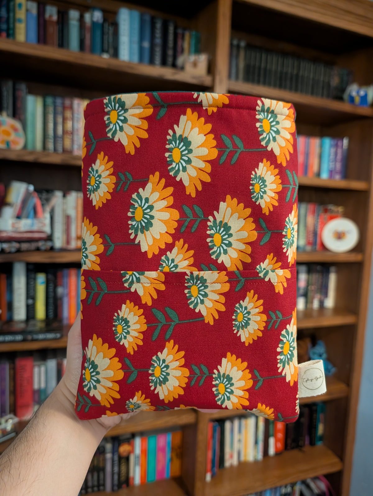 Large Flowers on Red - Book Sleeve