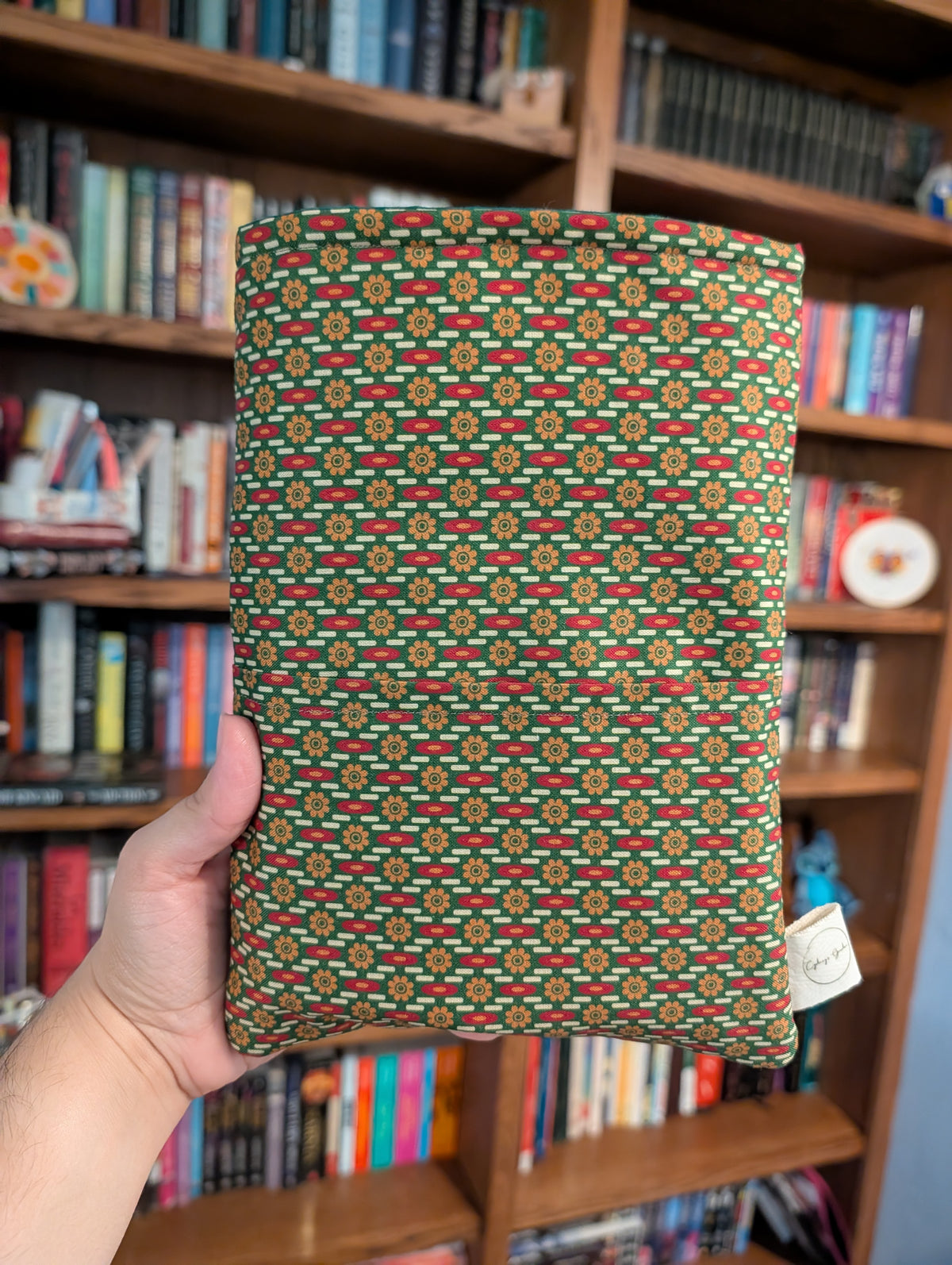 Red Lines & Yellow Flowers on Green - Book Sleeve