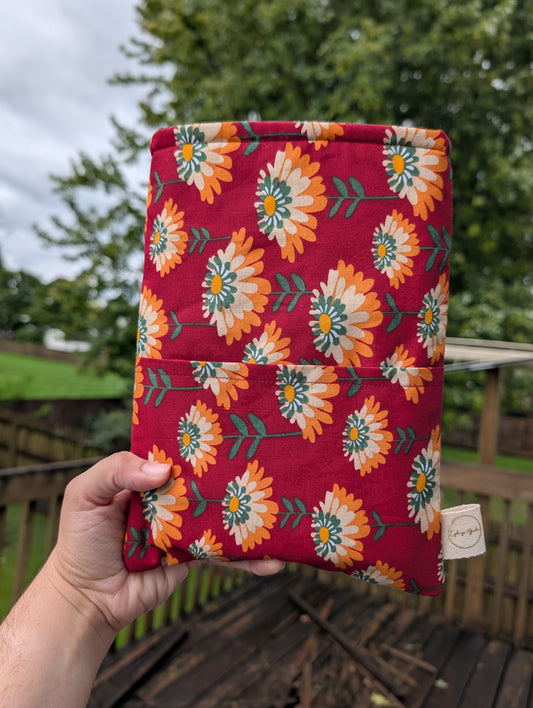 Large Flowers on Red - Book Sleeve