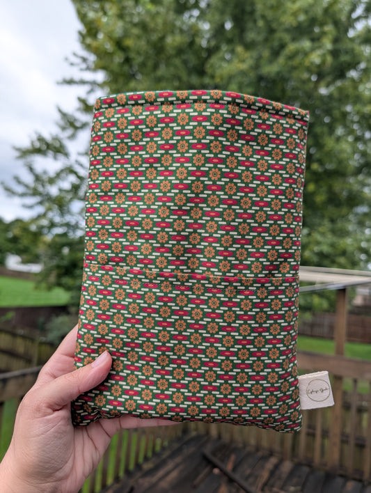 Red Lines & Yellow Flowers on Green - Book Sleeve